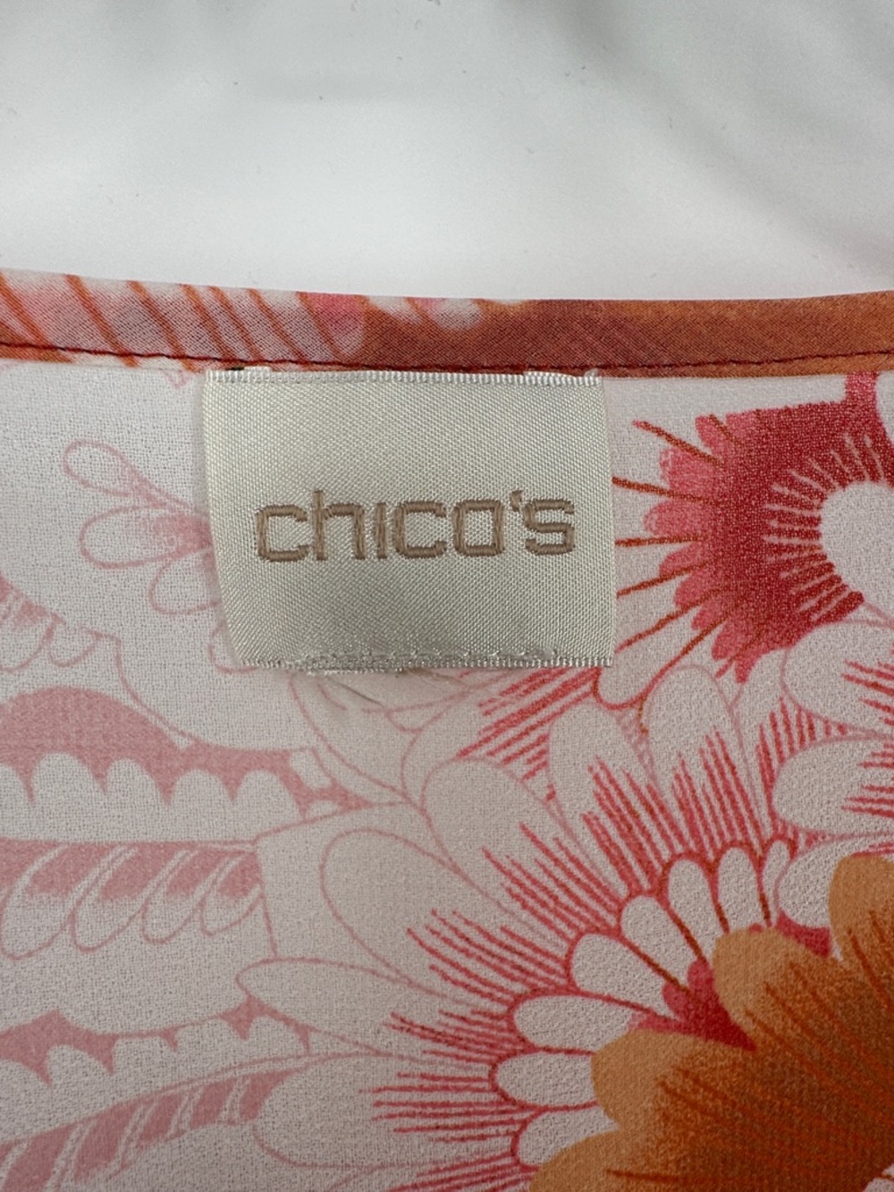 Chico's Coral and Rust Floral Sheer Poncho One Size S M L XL - Picture 2 of 4